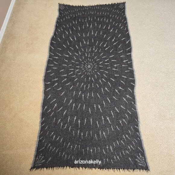rag & bone Wool Dagger Scarf Reversible Black and Grey - Picture 2 of 13